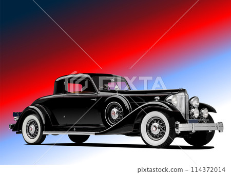 Luxury Old rarity Car. Vector 3d illustration. Hand drawn illustration Luxury Old rarity Car. Vector 3d illustration. Hand drawn illustration 114372014