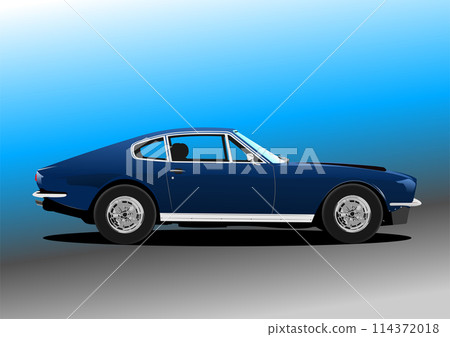 Luxury blue Car on white-blue background. Vector 3d illustration. Hand drawn illustration Luxury blue Car on white-blue background. Vector 3d illustration. Hand drawn illustration 114372018