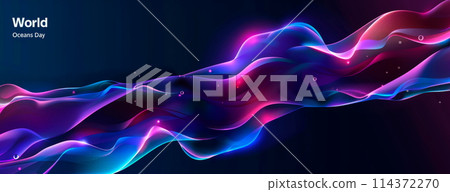 Abstract background with ocean current lines and World Oceans Day 114372270