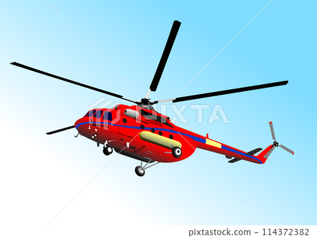 Police Helicopter. Vector 3d hand drawn illustration 114372382