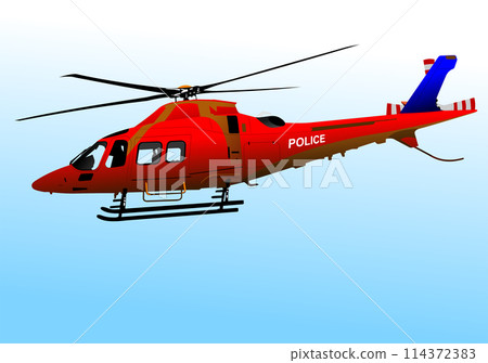 Police Helicopter. Vector 3d hand drawn illustration Police Helicopter. Vector 3d hand drawn illustration 114372383