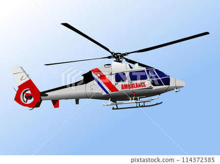 Ambulance Helicopter. Vector 3d hand drawn illustration 114372385