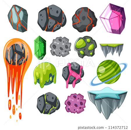 Colorful Assortment of Fantasy Space Elements 114372712