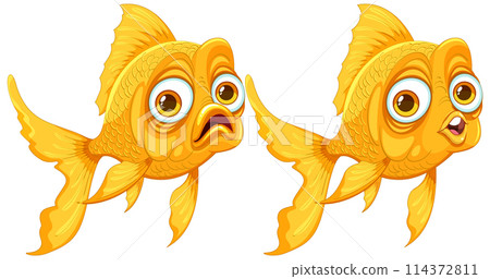 Animated Expressive Goldfish Illustration 114372811
