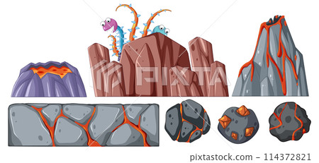Colorful Volcanic Landscape and Rocks 114372821