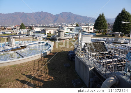 This is a view of the Nagano Prefectural Waterworks Bureau's water purification plant. This is a view of the Nagano Prefectural Waterworks Bureau's water purification plant. 114372834