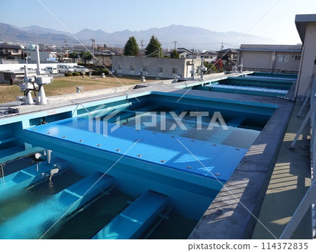 This is a view of the Nagano Prefectural Waterworks Bureau's water purification plant. This is a view of the Nagano Prefectural Waterworks Bureau's water purification plant. 114372835