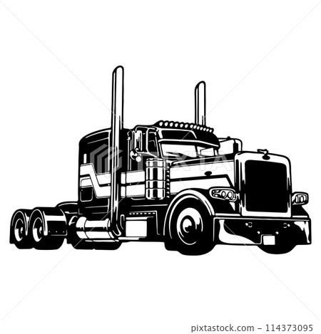 Semi Truck - American Truck - line art vector illustration Semi Truck - American Truck - line art vector illustration 114373095