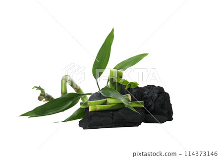 PNG,Fresh bamboo shoots with charcoal, isolated on white background PNG,Fresh bamboo shoots with charcoal, isolated on white background 114373146