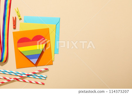 LGBT parade concept, free love symbol on light background. 114373207