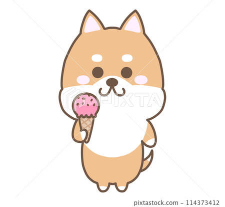 Dog with ice cream 114373412