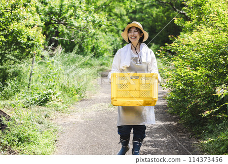 Woman living in the countryside 114373456
