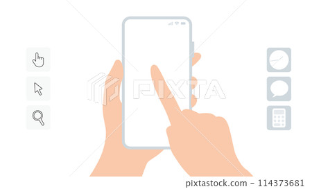 插圖集智慧型手機操作和圖示向量素材 114373681