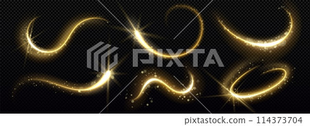 Gold magic star trail with glitter and light dust Gold magic star trail with glitter and light dust 114373704