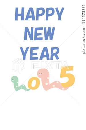 A cute and pop snake year template on a white background 114373883