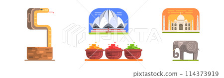 India Travel Ethnic Object and Symbol Vector Set India Travel Ethnic Object and Symbol Vector Set 114373919