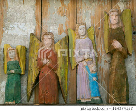 Wooden, rustic beautiful angels 114374157