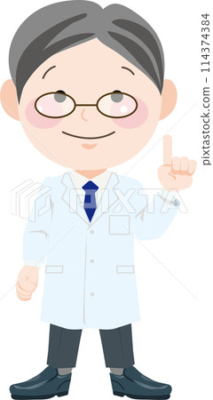 A man in a white coat making a suggestion A man in a white coat making a suggestion 114374384