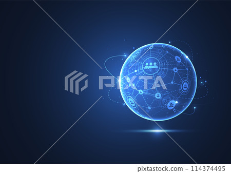 Global network connection. World map point and line composition concept of global business. Vector Illustration 114374495