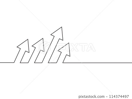 Continuous line drawing of growth arrows. Business concept. Vector illustration Continuous line drawing of growth arrows. Business concept. Vector illustration 114374497