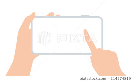 Simple illustration of operating a landscape smartphone - vector material Simple illustration of operating a landscape smartphone - vector material 114374819