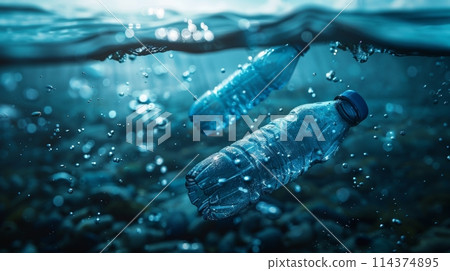 Capturing the underwater impact of plastic bottle pollution in the ocean 114374895