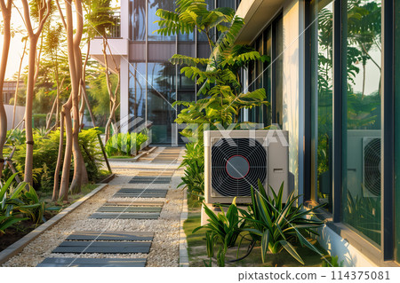 Sustainable Air Source Heat Pump at Modern Office 114375081