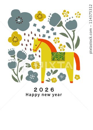 2026年新年賀卡模板 114375312