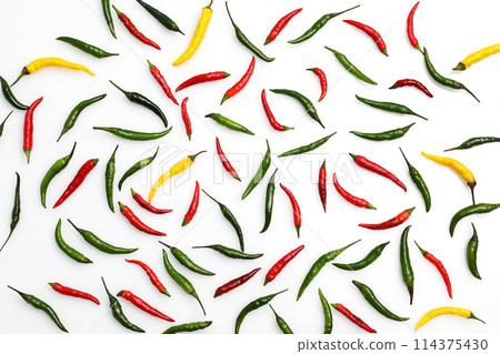 白色背景上的彩色辣椒 114375430