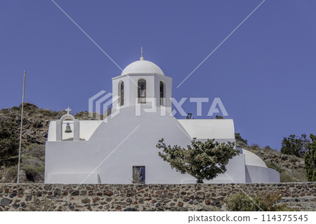 Greece, Santorini, Saint Mark's Church located next to the hiking path between Fira and Oia 114375545