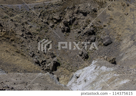 Greece, Santorini, View of the volcano on the island of Nea Kameni Greece, Santorini, View of the volcano on the island of Nea Kameni 114375615