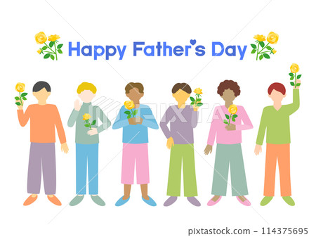 黃玫瑰和男人的父親節插畫 114375695