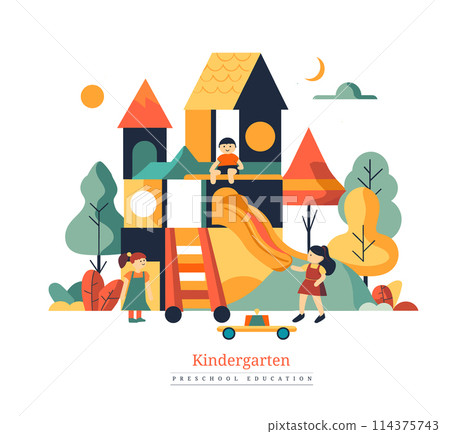 Kindergarten. Preschool education. Vector illustration 114375743
