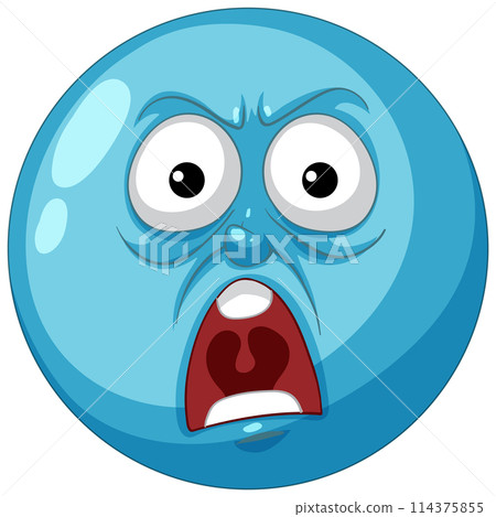 Shocked Blue Cartoon Face Expression 114375855