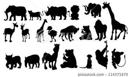 Silhouettes of Various Animals Collection Silhouettes of Various Animals Collection 114375870