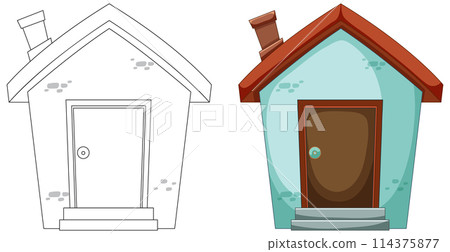 Stylized Vector Illustration of Two Houses Stylized Vector Illustration of Two Houses 114375877