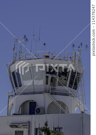 Greece, Santorini, Oia, airport control tower 114376247