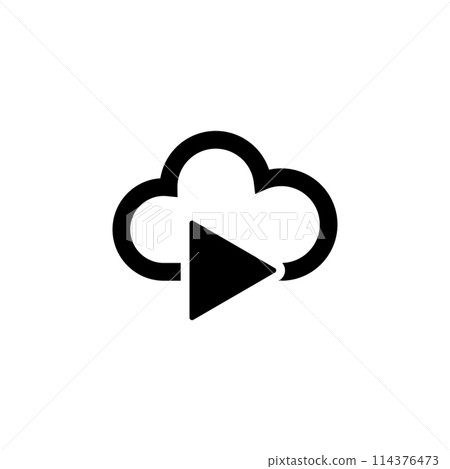 Cloud Media Play Flat Vector Icon 114376473