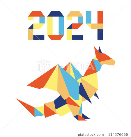 Happy new year Vector illustration Origami Symbol of 2024 on Chinese calendar Year of dragon 114376666