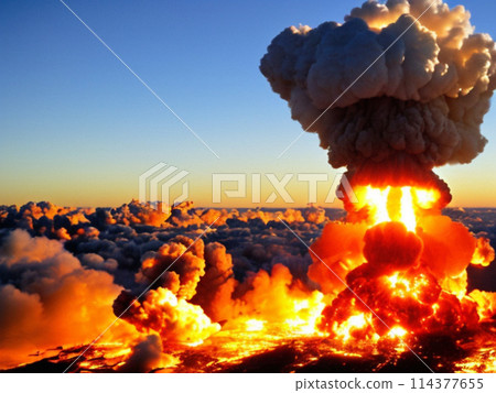 A thermonuclear weapon, fusion weapon or hydrogen bomb H bomb. Radiation pressure exerted by the large quantity of X-ray photons. Nuclear war. Explosion. Clouds of smoke and ash. Generated by AI 114377655