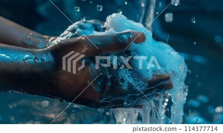 Hygiene Practice. Hands Washing with Soap and Water 114377714