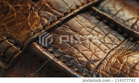 Texture of Brown Crocodile Leather 114377742
