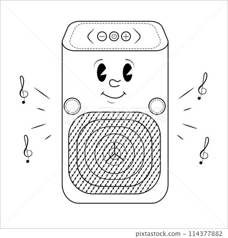 Black and white Portable loudspeaker bluetooth speaker icon Colouring for kids Flat vector illustration EPS10 on white background Black and white Portable loudspeaker bluetooth speaker icon Colouring for kids Flat vector illustration EPS10 on white background 114377882