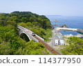 Sanriku Railway crossing the Osawa Bridge 114377950