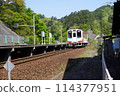 Sanriku Railway arriving at Tanohata Station 114377951