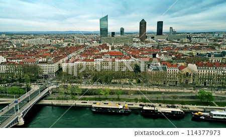 Aerial shot of 3rd arrondissement of Lyon, France Aerial shot of 3rd arrondissement of Lyon, France 114377973