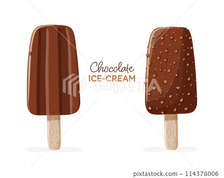 Set of chocolate ice cream. Summer sweet dessert 114378006