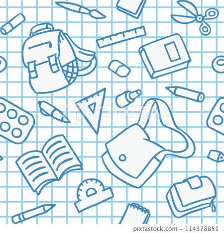 School pattern with education supplies School pattern with education supplies 114378851