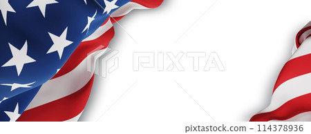 USA or American flag on white background 3D render USA or American flag on white background 3D render 114378936