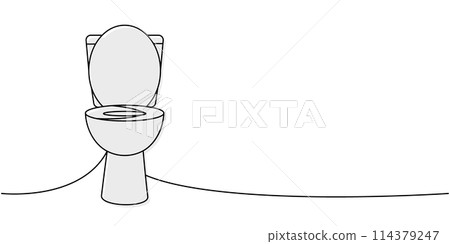 Toilet bowl one line colored continuous drawing. Cleaning service tools continuous one line illustration. Vector linear illustration. Toilet bowl one line colored continuous drawing. Cleaning service tools continuous one line illustration. Vector linear illustration. 114379247